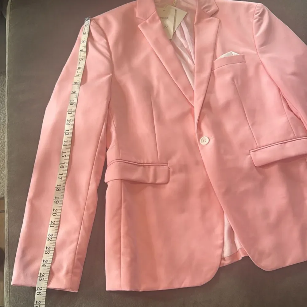 Men’s Mogu Pink Suit Jacket Blazer One Button Notched Lapel Size 40 NWT